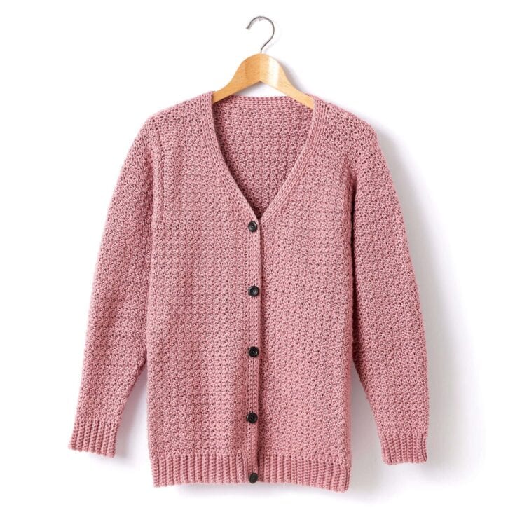 Image for Free Easy Caron Adult V-Neck Cardigan Crochet Pattern