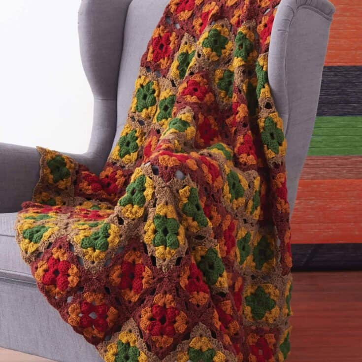 Image for Free Patons Fall Colors Granny Crochet Blanket Pattern