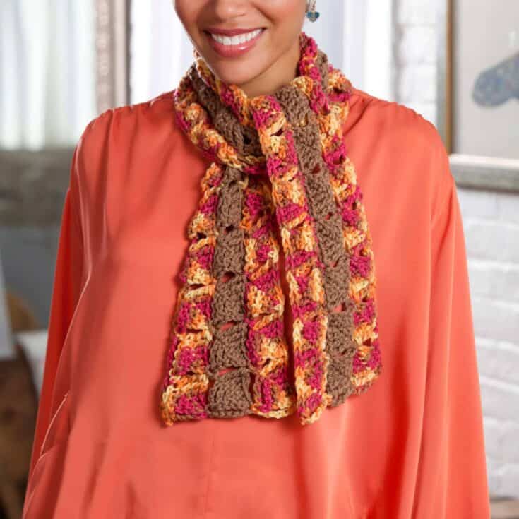 Image for Free Easy Red Heart Autumn Fall Scarf Crochet Pattern