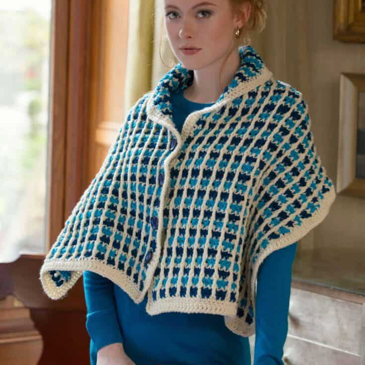 Image for Free Easy Red Heart Buttoned Shawl Crochet Pattern