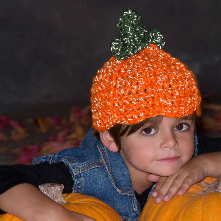 Image for Free Easy Red Heart Lil' Pumpkin Hat Crochet Pattern