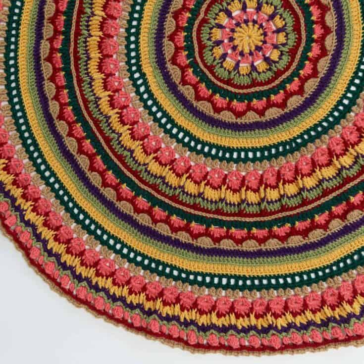 Image for Free Red Heart Circular Fall Mandala Throw Crochet Pattern