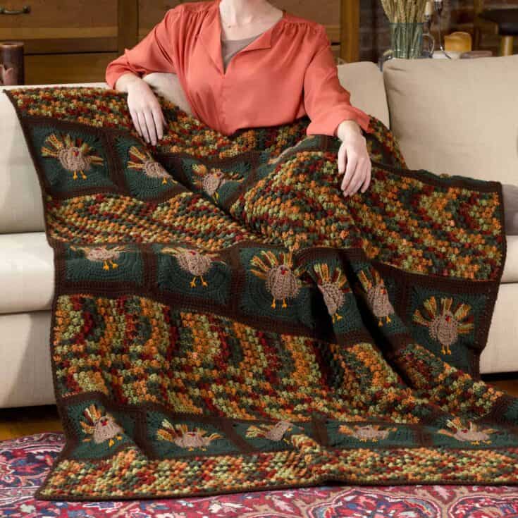 Image for Free Red Heart Turkey Talk Throw Crochet Pattern