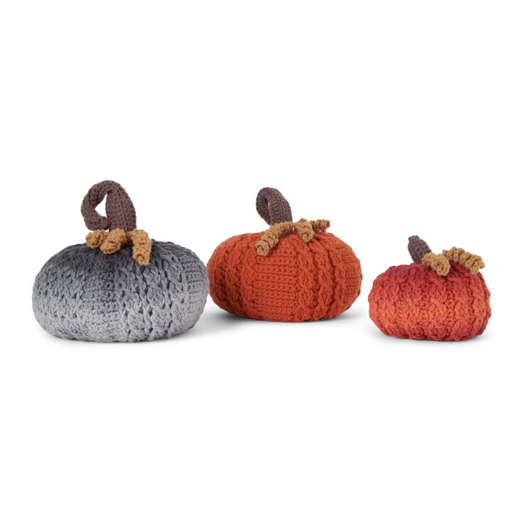 Image for Free Red Heart Braided Pumpkins Crochet Pattern