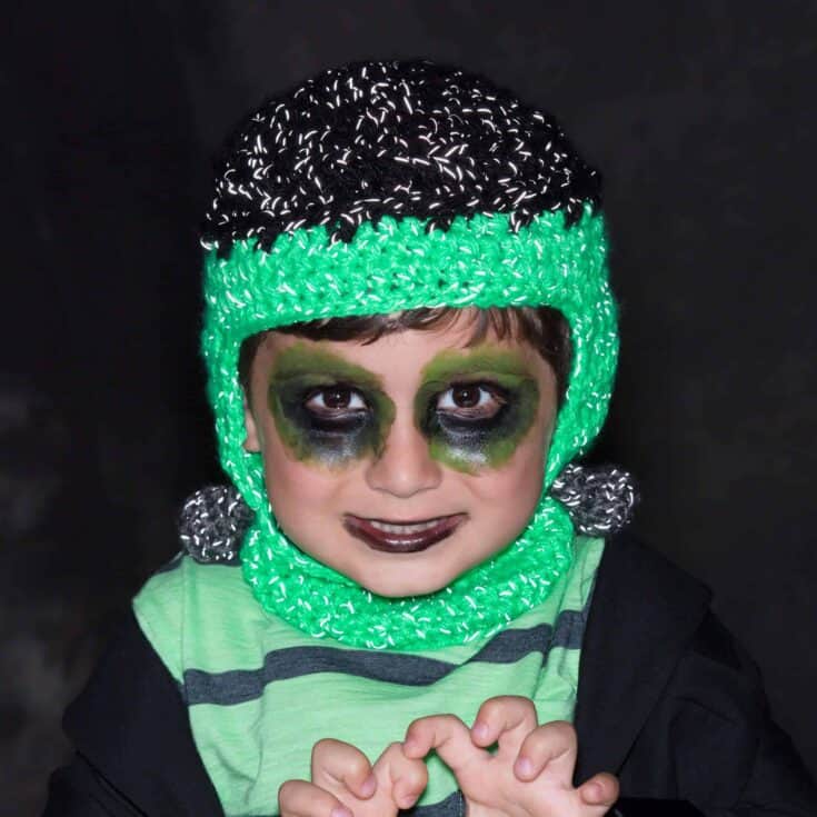 Image for Easy Red Heart Frankenstein Hat Crochet Pattern