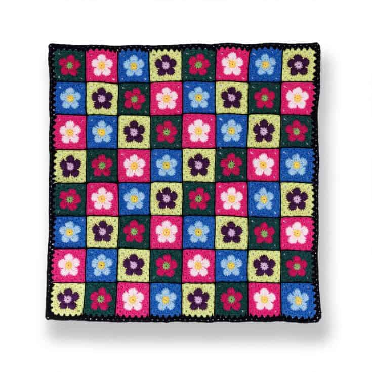 Image for Free Easy Red Heart Crochet Flower Bed Blanket Pattern