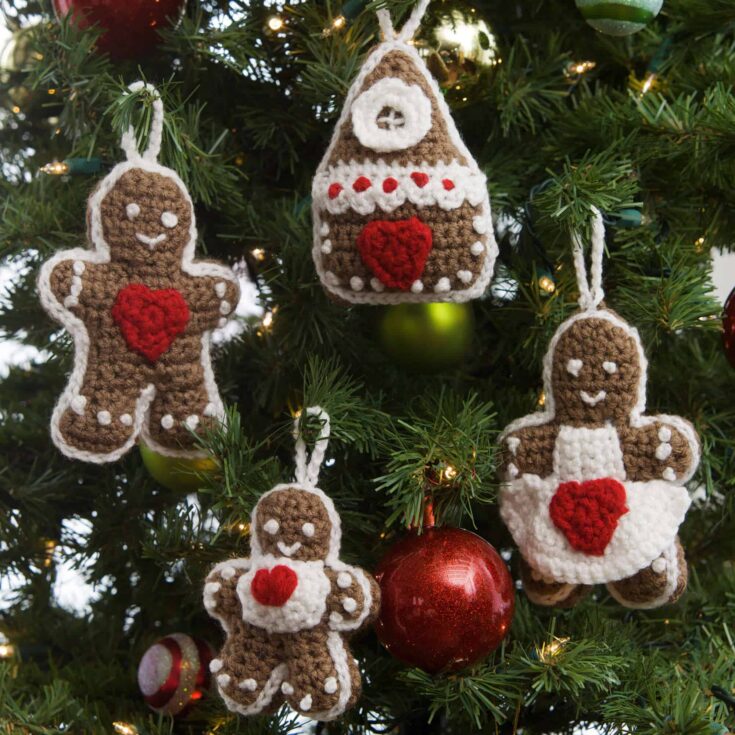 Image for Red Heart Gingerbread Tree Ornaments