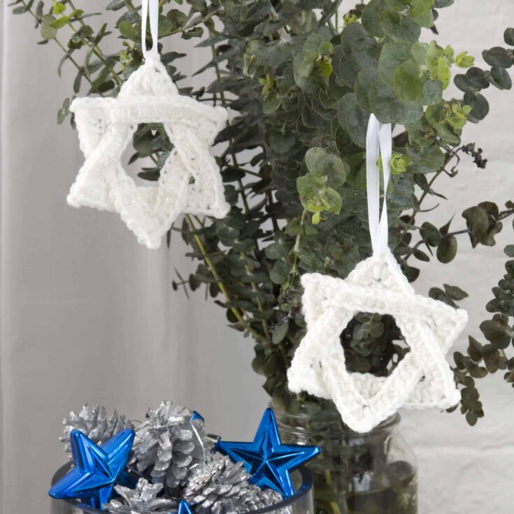 Image for Red Heart White Star of David Ornament