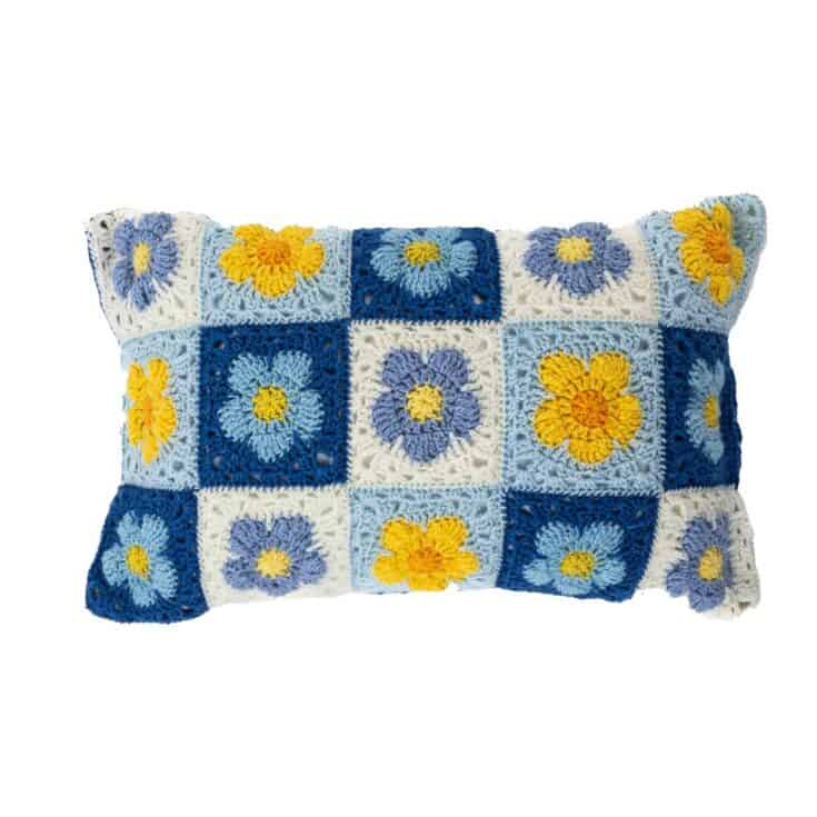 Image for Free Easy Red Heart Crochet Bluebell Meadow Pillow Pattern | Yarnspirations