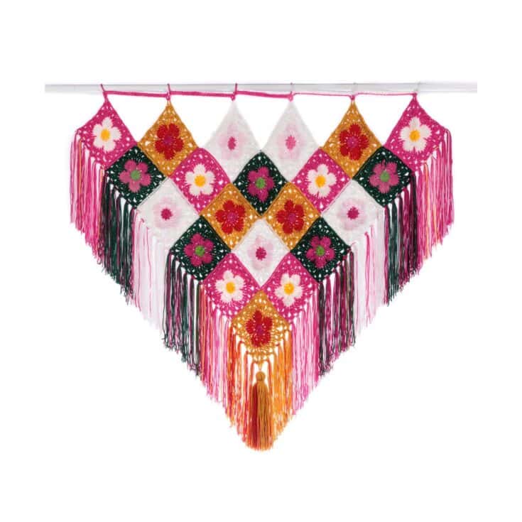 Image for Free Easy Red Hear Flower Power Crochet Wall Hanging Pattern