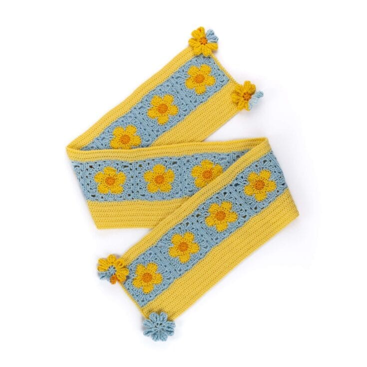 Image for Free Easy Red Heart Crochet Flower Power Scarf  Pattern