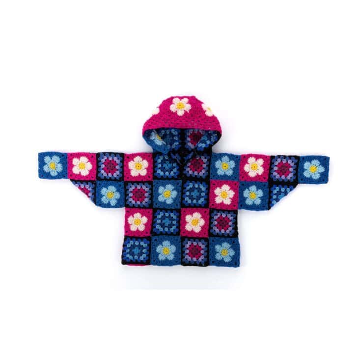 Image for Free Easy Red Heart Crochet Flower Power Hoodie Pattern