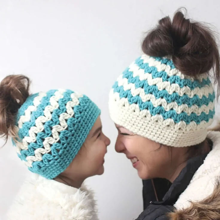 Image for Bernat Mommy And Me Messy Bun Hats