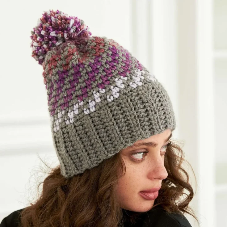 Image for Caron Crochet Spiral Striped Hat