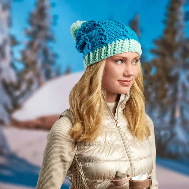 Image for Red Heart Crochet Duo-Tone Cabled Hat