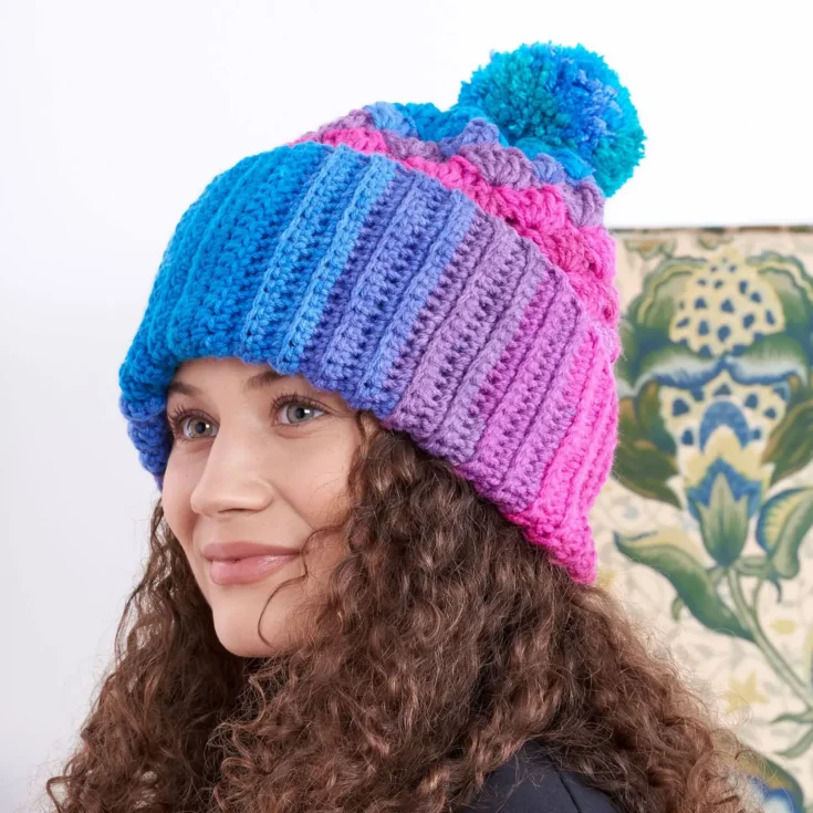 Image for Red Heart Stripy Shell Stitch Crochet Hat