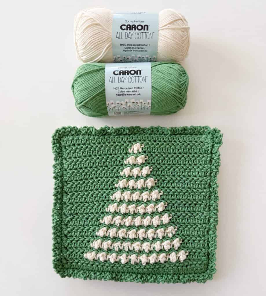 green crochet Christmas hot pad