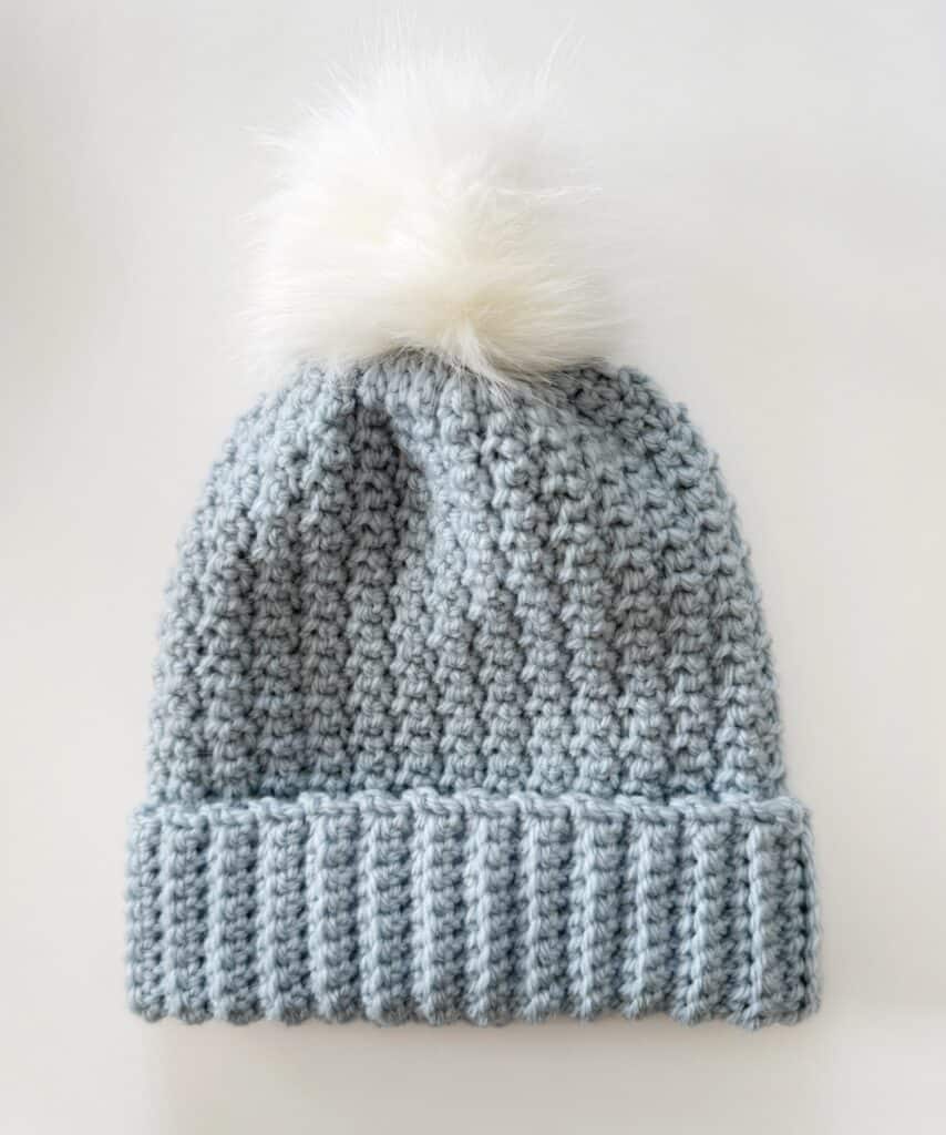 blue crochet hat