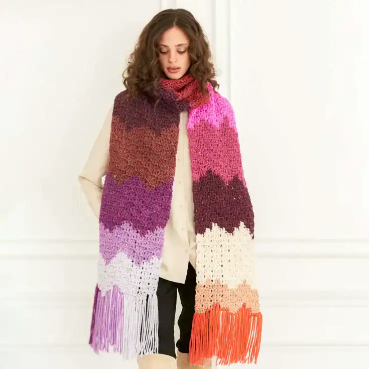 Image for Caron Crochet Big Bargello Bands Scarf