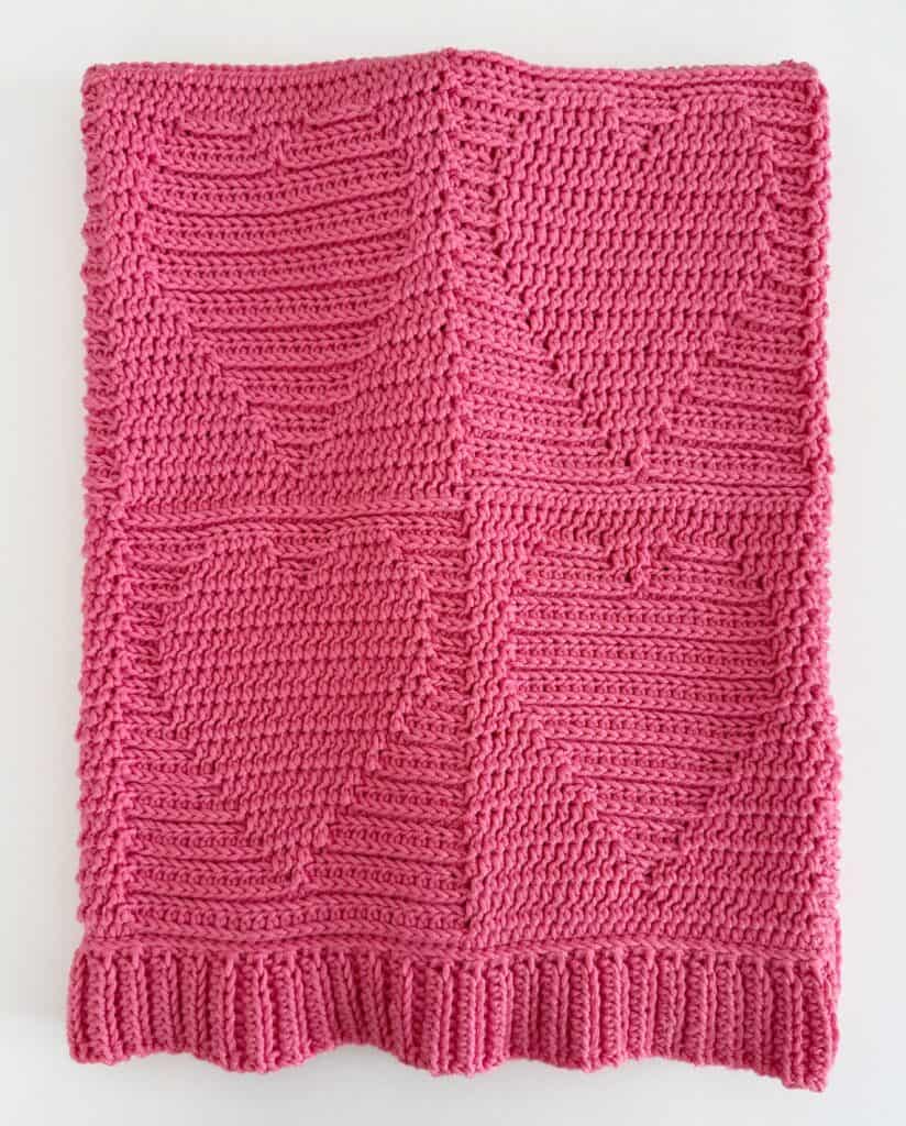 pink crochet hearts blanket