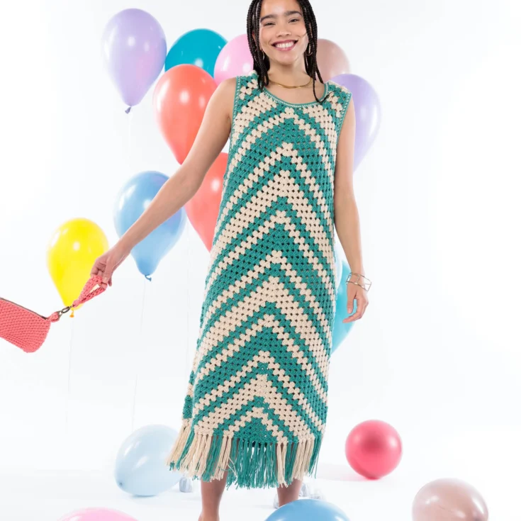 Image for Caron Chevron Crochet Granny Dress