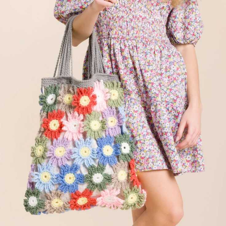 Image for Red Heart Crochet Pastel Flower Bag