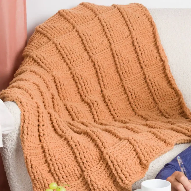 Image for Bernat Embossed Faux-Miter Crochet Throw