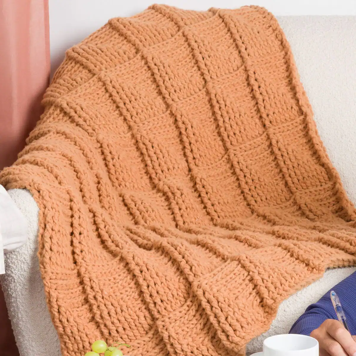 Image for Bernat Embossed Faux-Miter Crochet Throw