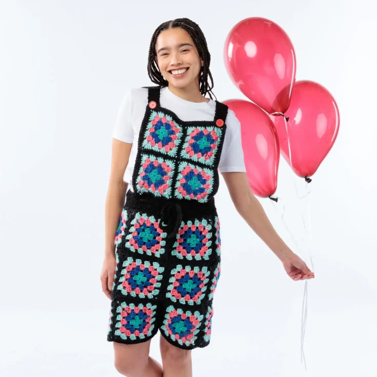 Image for Red Heart Crochet Granny Square Shortalls Pattern