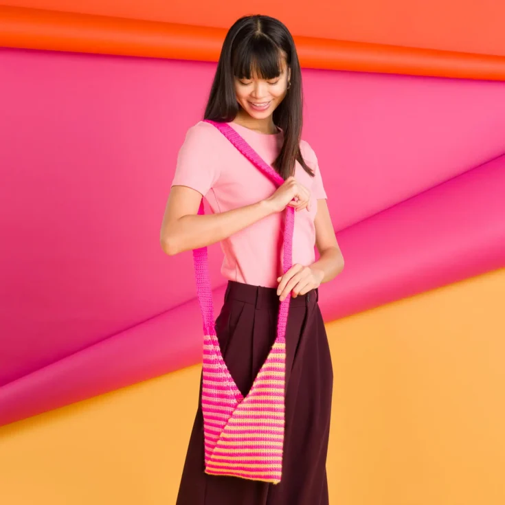 Image for Caron Triangle Stripes Crochet Bag