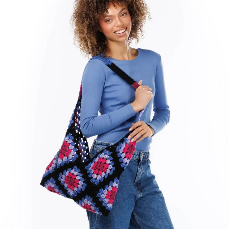 Image for Red Heart Crochet Granny Square Serenity Bag