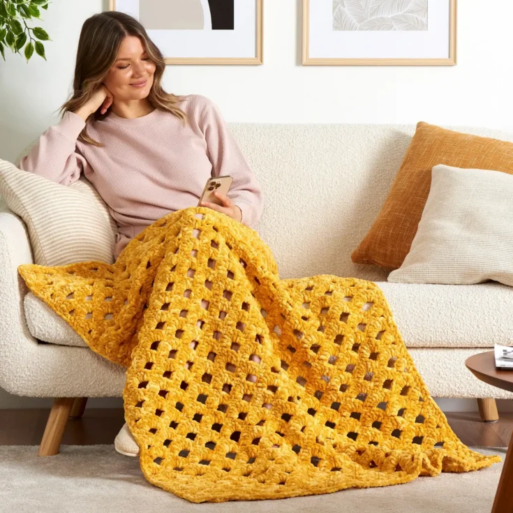 Image for Honeycomb Crochet Openwork Blanket