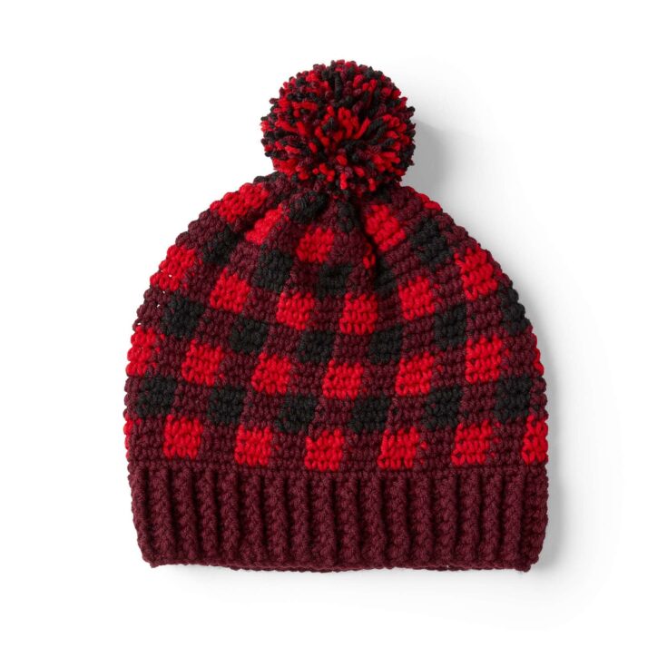 Image for Red Heart Crochet Buffalo Plaid Hat