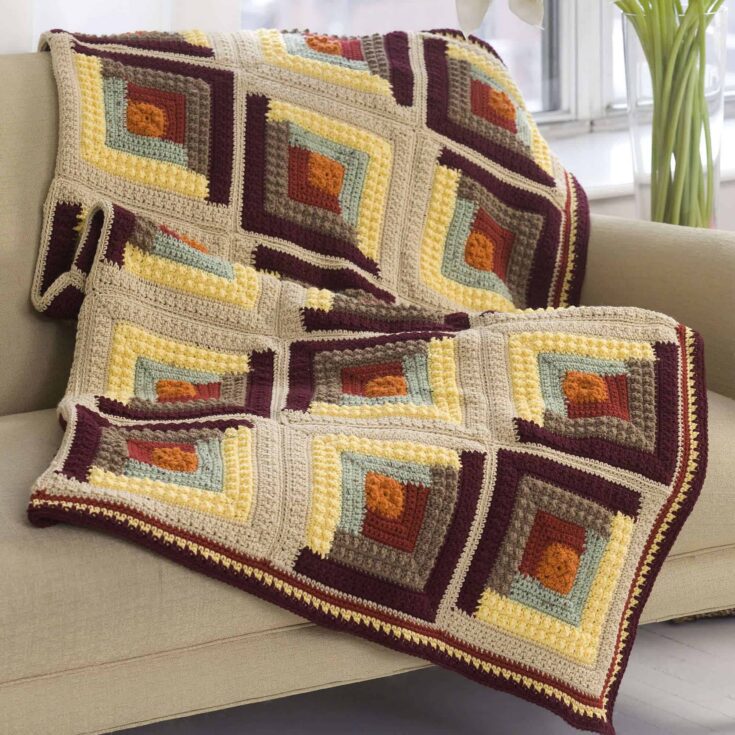 Image for Autumn Log Cabin Crochet Throw