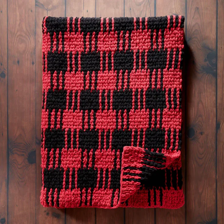 Image for Bernat Crochet Buffalo Plaid Afghan