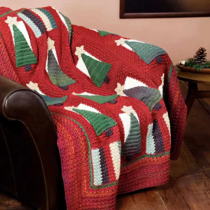 Image for Caron Crochet Christmas Tree Throw