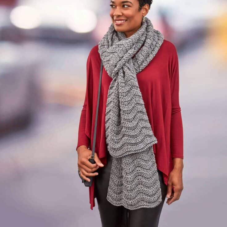 Image for Red Heart Wavy Ridge Super Crochet Scarf