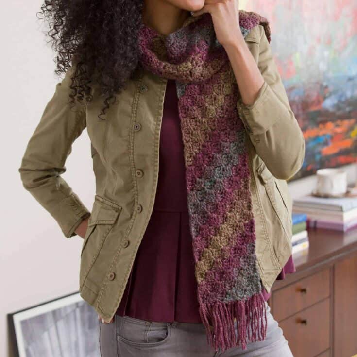 Image for Red Heart Diagonal Crochet Scarf