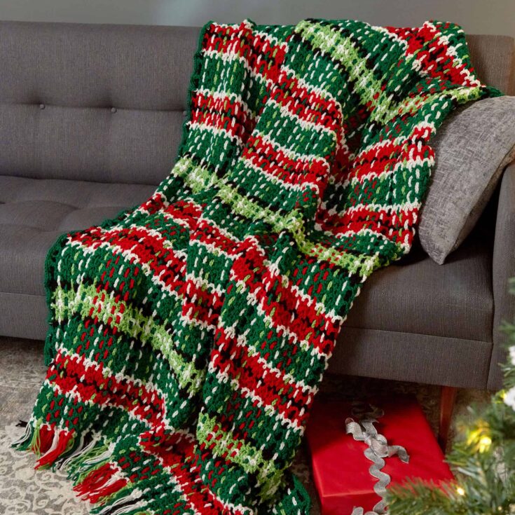 Image for Red Heart Plaid Christmas Crochet Blanket