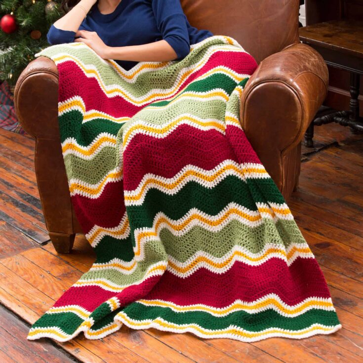 Image for Crochet Holiday Chevron Throw