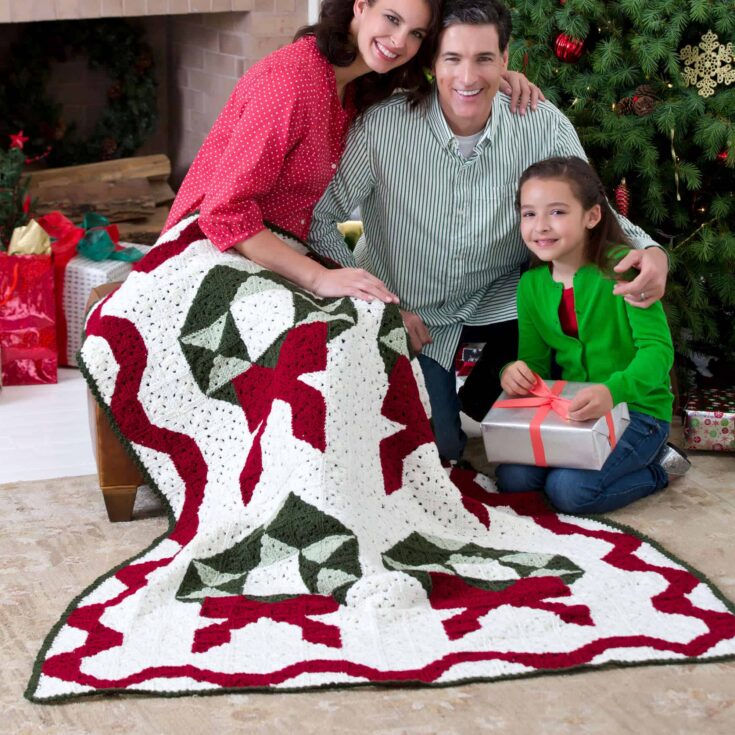Image for Red Heart Crochet Christmas Wreath Throw