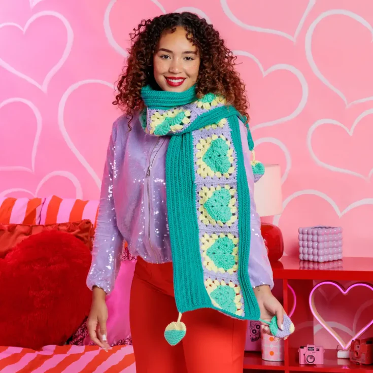 Image for Hearts All Around Crochet Scarf