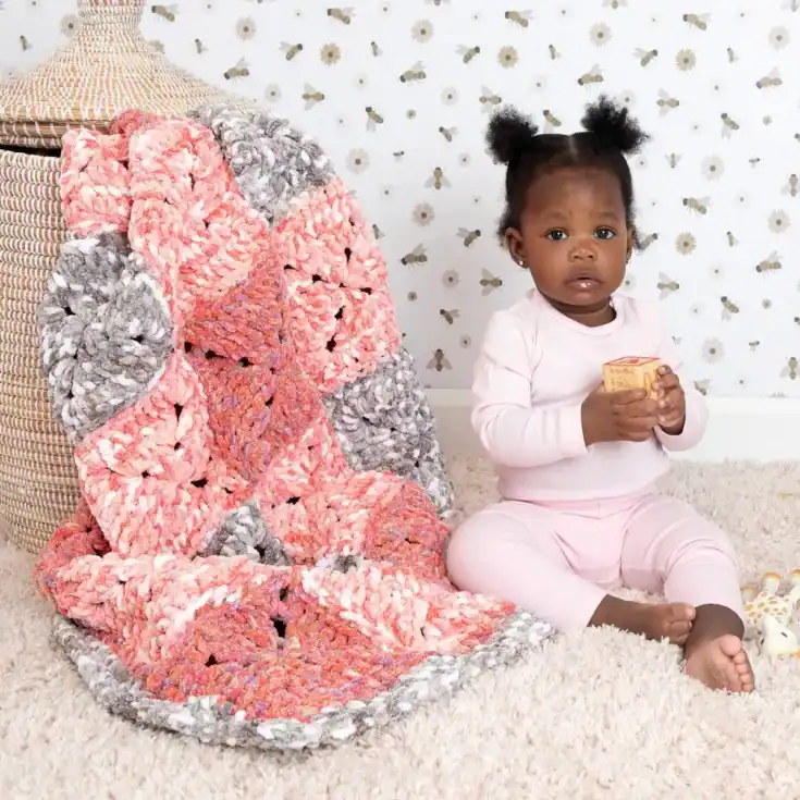 Image for Pink Crochet Gingham Blanket