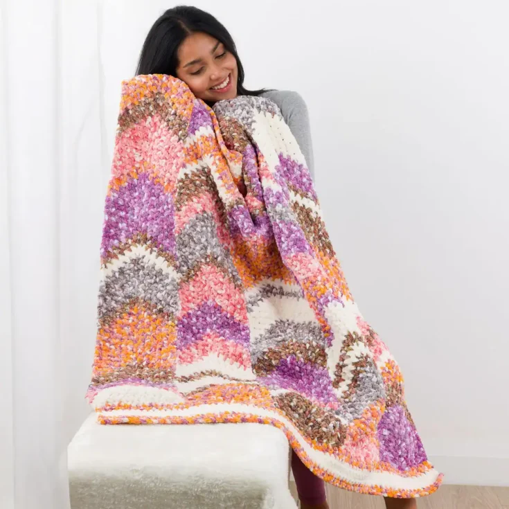 Image for Moss Stitch Peaks Crochet Blanket