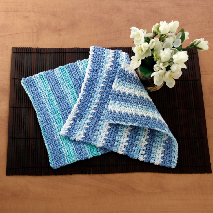 Image for Blue Stripes Crochet Dishcloth