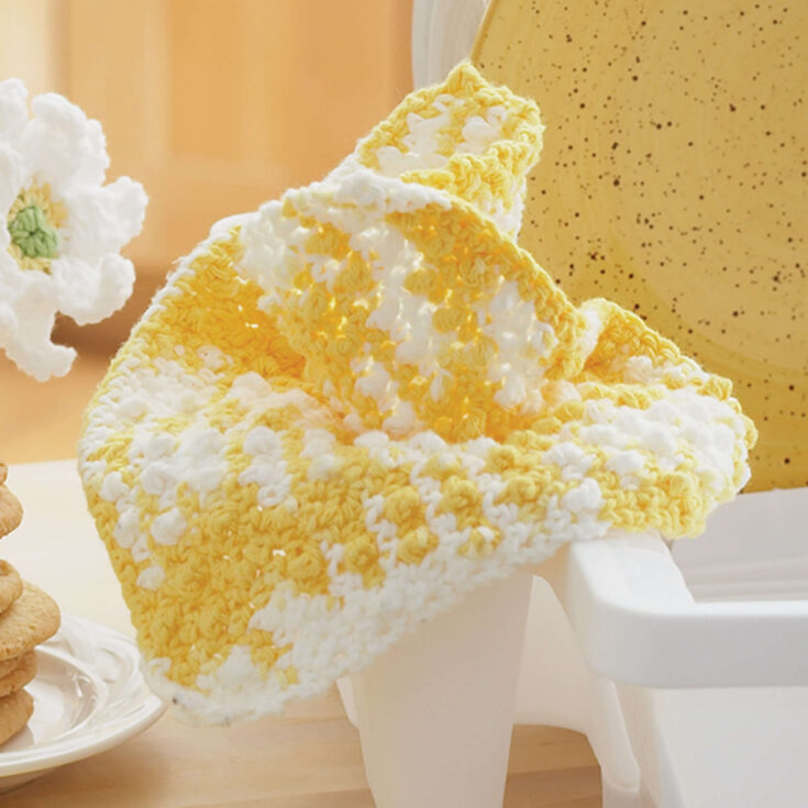 Image for Daisy Yellow Crochet Dishcloth 