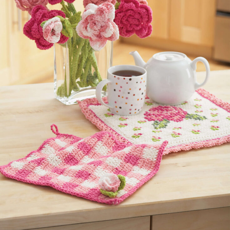 Image for Rose Pot Holder and Dishcloth