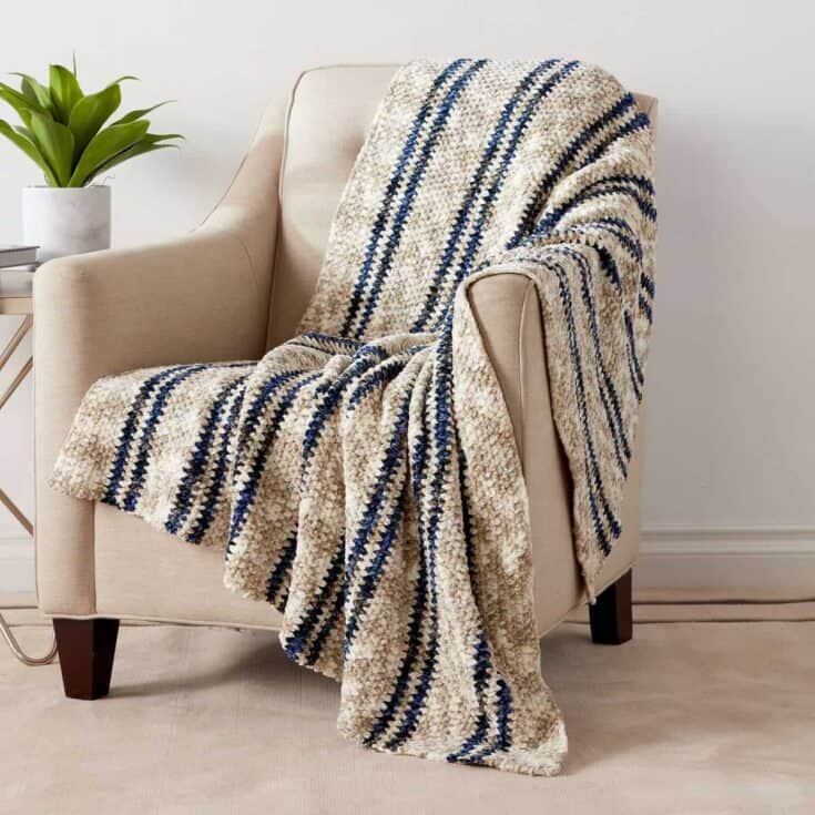 Image for Moss Stitch Stripes Crochet Blanket