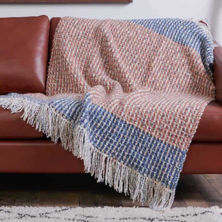 Image for Big Stripe Moss Stitch Crochet Blanket