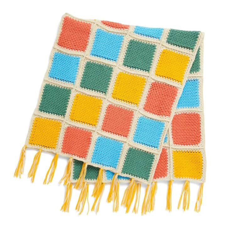 Image for Colored Grid Crochet Blanket